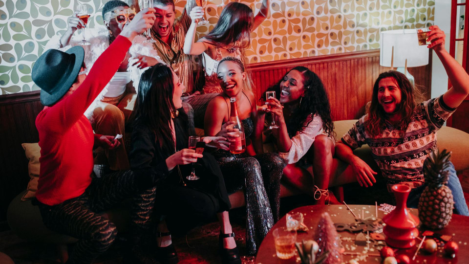 A group of people celebrating the new year.